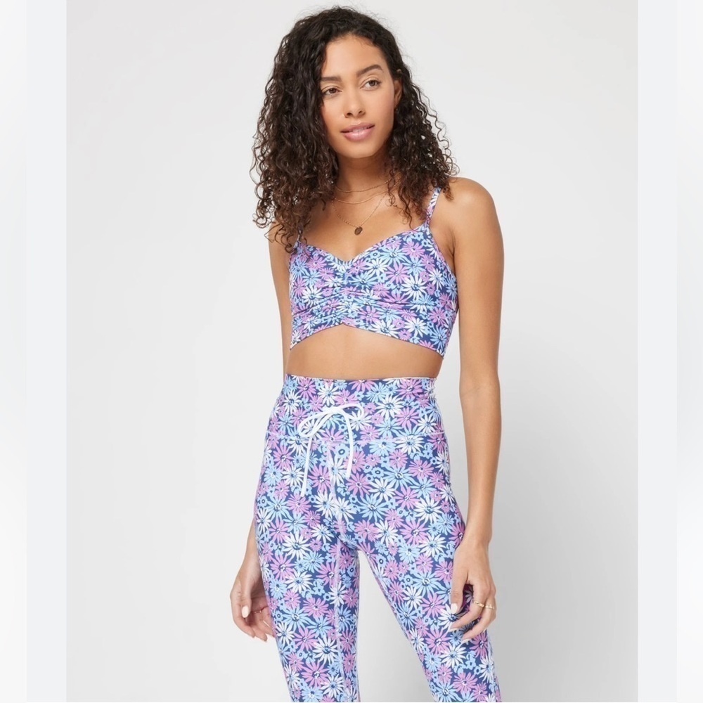 LSPACE Soren Floral Daisy Active Sports Bra Top Size S